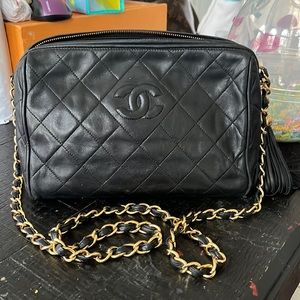 SOLD LOCALLY Vintage Diamond CC Camera Bag Quilted Lambskin Large